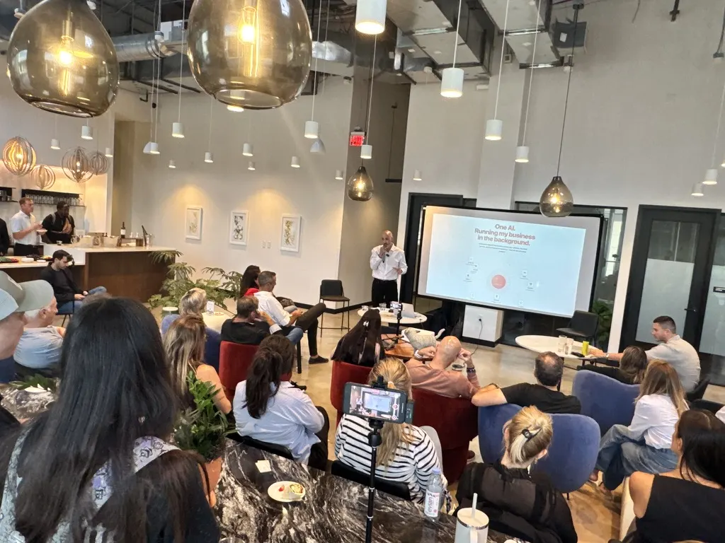 Antonio presenting a practical AI session to a room of business owners